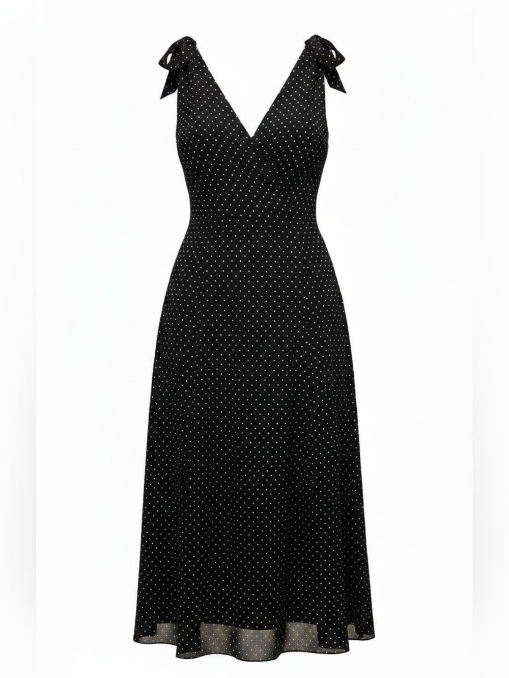 City Chic Women's S/16 Black White Polka Dot Tie Strap Wrap Midi Dress Plus Size - Picture 2 of 14